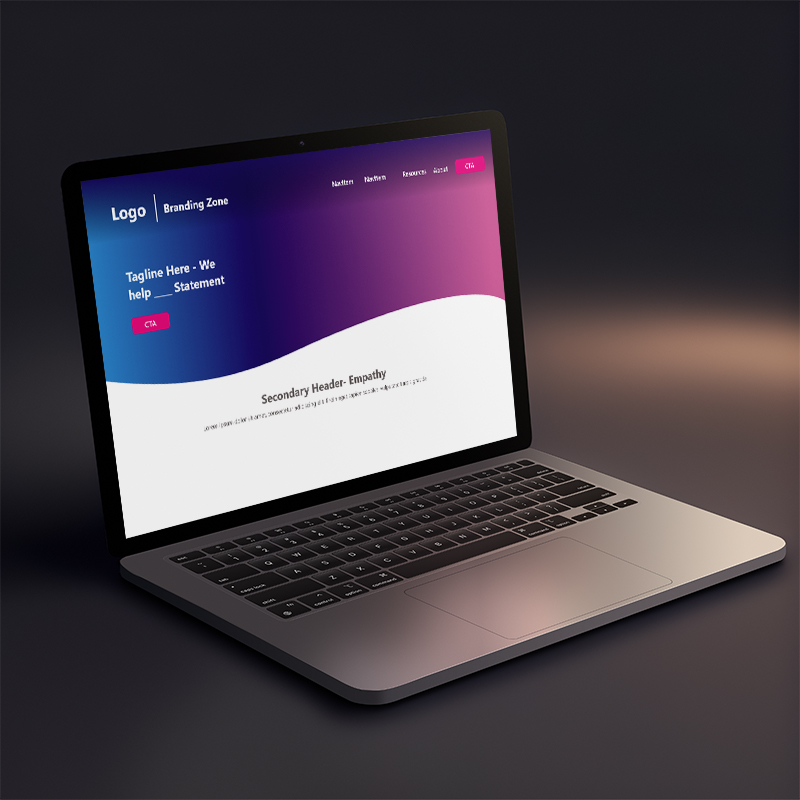 Presentation mockup of the new website